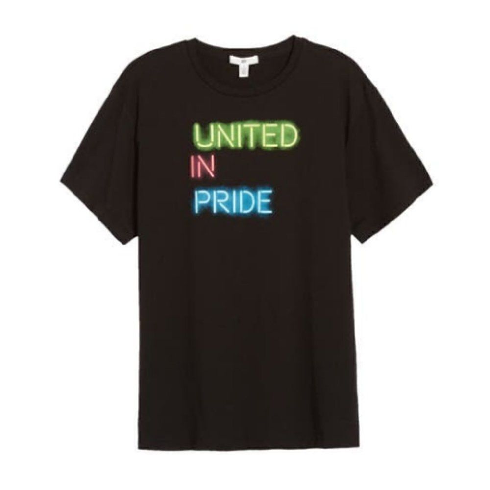 BP Be Proud United In Pride Neon Graphic Tee Black Relaxed Pride Shirt NWT XS